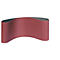 A burgundy sanding belt with a slightly curved shape. The top is gray and the inside is dark green.