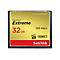 Carte CompactFlash SanDisk Extreme. Champ jaune avec texte noir et rouge : 32 Go, 120 Mo/s.