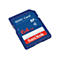 Carte mémoire SDXC bleue avec texte rouge "64 Go" et logo "SanDisk". Symbole SDXC en haut à gauche.