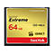 Carte CompactFlash Sandisk Extreme 64 Go, étiquette dorée, bande rouge, cadre noir.