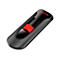 Clé USB noire avec curseur rouge, marque Sandisk. Inscription Sandisk en rouge.