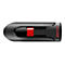 Une clé USB noire avec un curseur rouge et l'inscription rouge "SanDisk", sur fond blanc.