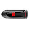 Schwarzer SanDisk USB-Stick mit rotem Schiebemechanismus vor weißem Hintergrund.