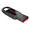 Une clé USB noire avec des touches de rouge et le logo "SanDisk".