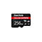 Schwarze microSD-Karte mit rotem Streifen und weißem Schriftzug "SanDisk microSD EXPRESS 256GB A1".