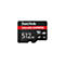 Carte microSD noire, SanDisk, 512 Go, avec un accent rouge.