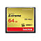 SanDisk Extreme CompactFlash-Karte. Goldener Hintergrund mit roten und schwarzen Akzenten. Beschriftung: 64 GB, 120 MB/s.