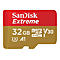 SanDisk Extreme 32 GB MicroSD Karte. Rot-goldenes Design mit weißer Schrift.