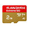 SanDisk Extreme GO MicroSD-Karte. Rot-goldene Karte mit der Aufschrift '2TB', 'V30' und 'A2'.