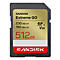 SD-Karte von SanDisk, schwarz mit goldenem Label, roter Schrift und der Aufschrift 512GB.