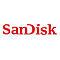 Das rote Firmenlogo von SanDisk auf weißem Hintergrund.