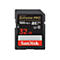 Schwarze Sandisk Extreme PRO SD-Karte, 32 GB. Schriftzug und Logos.