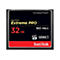 Schwarze CompactFlash-Karte mit roter und gelber Schrift. Aufschrift: "SanDisk Extreme PRO 32GB 160 MB/s".