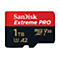 SD-Karte von Sandisk Extreme PRO. Schwarz, Rot und Weiß. Schriftzug: 1 TB, Micro V30, XC I, A2.