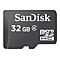 Schwarze SanDisk Micro-SD-Karte mit weiÃŸer Schrift: SanDisk, 32 GB, Micro SDHC.