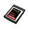 Carte CFexpress noire, "SanDisk Extreme PRO 128 Go" avec texte et logo, sur fond blanc.