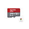 Une carte micro SD SanDisk Ultra rouge et grise avec des lettres blanches. La carte a une capacité de 256 Go et le logo "works with chromebook".