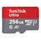 SanDisk Ultra - Flash-Speicherkarte (microSDXC-an-SD-Adapter inbegriffen) - 256 GB - A1 / UHS Class 1 / Class10 - microSDXC UHS-I