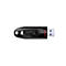 Schwarzer USB-Stick von SanDisk, auf weißem Hintergrund. Der Stick hat rote Schriftzüge und einen USB-3.0-Anschluss.