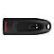 Schwarzer USB-Stick von Sandisk mit rotem Logo. USB 3.0 ist auf dem Stick angegeben, mit Öse.