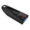 Schwarzer USB-Stick mit rotem 'SanDisk'-Schriftzug und blauem Anschluss.