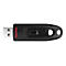 Schwarzer USB-Stick von Sandisk mit rotem Schriftzug und USB 3.0 Kennzeichnung.