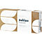 Tissuebox, wit met bruine accenten. Tekst: Satino PureSoft, Premium Softness & Unbleached.