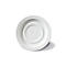 White saucer with a raised inner surface. The saucer is in front of a white background.