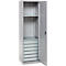 Schäfer Shop Armoire à matériel Genius FS, 5 HC, verrouillable, 2 tablettes/6 tiroirs, jusqu'à 250 kg, L 545 x P 520 x H 1950 mm, acier, alu blanc/alu blanc