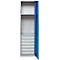 Schäfer Shop Armoire à matériel Genius FS, 5 HC, verrouillable, 2 tablettes/6 tiroirs, jusqu'à 250 kg, L 545 x P 520 x H 1950 mm, acier, alu blanc/bleu gentiane