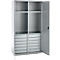 Schäfer Shop Armoire à matériel Genius FS, 5 HC, verrouillable, 4 tablettes/12 tiroirs, jusqu'à 450 kg, L 1055 x P 520 x H 1950 mm, acier, alu blanc/alu blanc