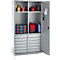 Schäfer Shop Armoire à matériel Genius FS, 5 HC, verrouillable, 4 tablettes/12 tiroirs, jusqu'à 450 kg, L 1055 x P 520 x H 1950 mm, acier, alu blanc/alu blanc