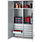 Schäfer Shop Armoire à matériel Genius FS, 5 HC, verrouillable, 4 tablettes/12 tiroirs, jusqu'à 450 kg, L 1055 x P 520 x H 1950 mm, acier, alu blanc/alu blanc