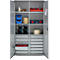 Schäfer Shop Armoire à matériel Genius FS, 5 HC, verrouillable, 4 tablettes/12 tiroirs, jusqu'à 450 kg, L 1055 x P 520 x H 1950 mm, acier, alu blanc/alu blanc