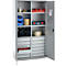 Schäfer Shop Armoire à matériel Genius FS, 5 HC, verrouillable, 4 tablettes/12 tiroirs, jusqu'à 450 kg, L 1055 x P 520 x H 1950 mm, acier, alu blanc/alu blanc