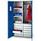 Schäfer Shop Armoire à matériel Genius FS, 5 HC, verrouillable, 4 tablettes/12 tiroirs, jusqu'à 450 kg, L 1055 x P 520 x H 1950 mm, acier, alu blanc/bleu gentiane
