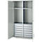 Schäfer Shop Armoire à matériel Genius FS, 5 HC, verrouillable, 4 tablettes/12 tiroirs, jusqu'à 450 kg, L 1055 x P 520 x H 1950 mm, acier, gris clair/gris clair