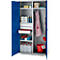 Schäfer Shop Armoire multi-usages Genius FS, modulaire, extensible individuellement, paroi médiane, 4 étagères, jusqu'à 450 kg, L 1055 x P 520 x H 1950 mm, alu blanc/bleu genièvre