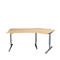 Schäfer Shop Bureau d'angle Genius AERO FLEX, réglage électrique de la hauteur, angle de 135° à droite, L 2165 mm, érable/blanc alu + panneau de mémoire
