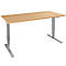 Schäfer Shop Bureau Genius AERO FLEX, réglage électrique de la hauteur, rectangulaire, pied en T, L 1200 x P 800 x H 620-1280 mm, hêtre/alu blanc