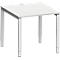 Schäfer Shop Bureau Genius Modena Flex, carré, 4 pieds en tube rectangulaire, L 800 x P 800 x H 650-850 mm, gris clair/aluminium blanc