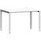 Schäfer Shop Bureau Genius Modena Flex, rectangulaire, 4 pieds en tube rectangulaire, L 1200 x P 800 x H 650-850 mm, blanc/aluminium blanc