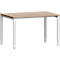 Schäfer Shop Bureau Genius Modena Flex, rectangulaire, 4 pieds en tube rectangulaire, L 1200x P 800 x H 650-850 mm, décor chêne/aluminium blanc