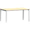 Schäfer Shop Bureau Genius Modena Flex, rectangulaire, 4 pieds en tube rectangulaire, L 1600 x P 800 x H 650-850 mm, érable/aluminium blanc