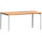 Schäfer Shop Bureau Genius Modena Flex, rectangulaire, 4 pieds en tube rectangulaire, L 1600 x P 800 x H 650-850 mm, hêtre/aluminium blanc