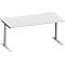 Schäfer Shop Bureau Genius MODENA FLEX, tube rectangulaire à piétement en C, L 1600 x P 800 mm, gris clair/alu blanc