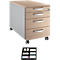 Schäfer Shop Caisson à roulettes Select 1233, chêne/blanc alu, séparateurs pour tiroirs inclus