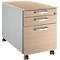 Schäfer Shop Caisson roulant Select 126, 1 tiroir, extension HR &amp; ustensiles, poignées rondes, alu blanc/décor chêne