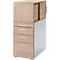 Schäfer Shop Caisson sur pied Genius avec armoire à poser, porte coulissante incluse, entièrement verrouillable, poignée carrée, chêne/alu blanc
