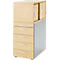 Schäfer Shop Caisson sur pied Genius avec armoire à poser, porte coulissante incluse, entièrement verrouillable, poignée ronde, érable